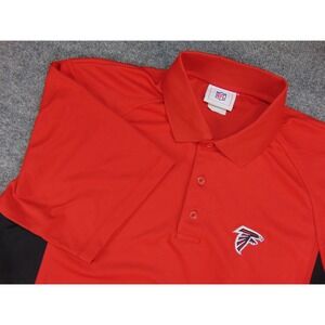 Atlanta‎ Falcons Polo Shirt Mens Large Red Colorblock Football Embroidered